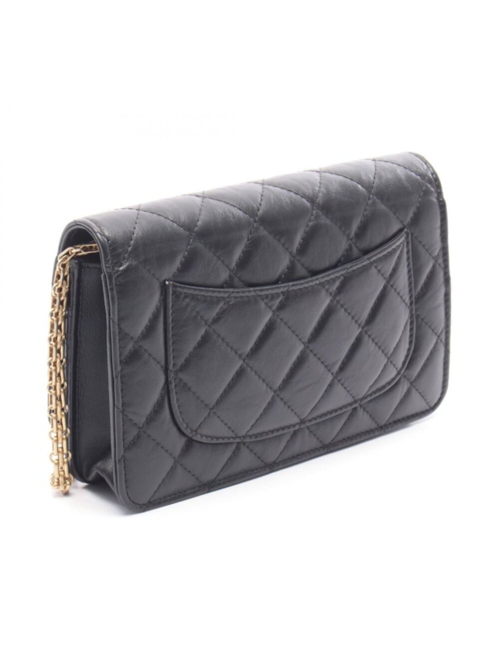 Chanel Shoulder Bag 2.55 Black Leather Quilted Chain Wallet - Picture 2 of 8